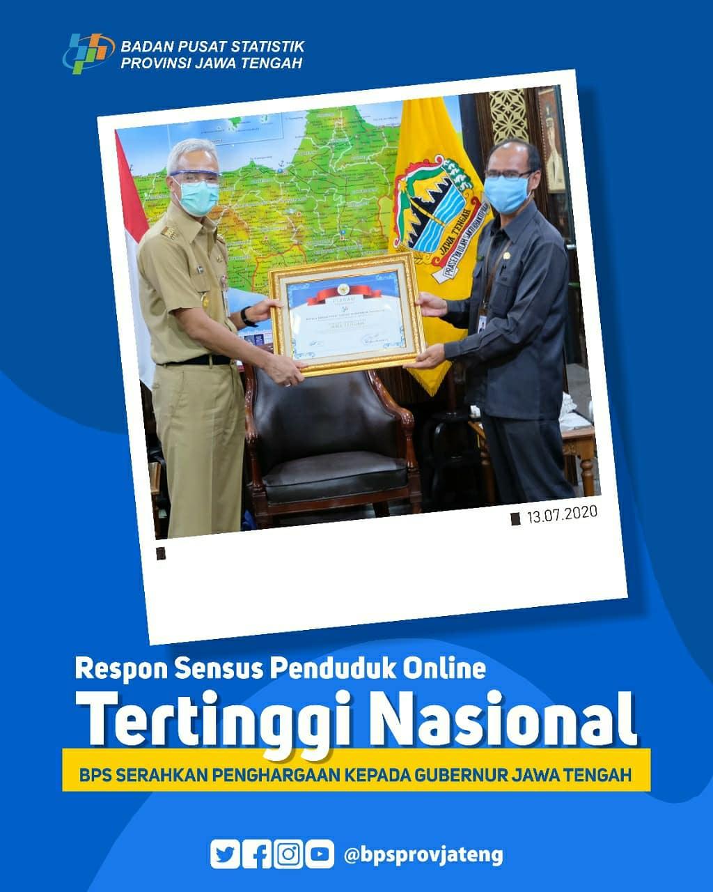 Jateng,Provinsi Tertinggi Pertama pada partisipasi Sensus Penduduk Online 2020