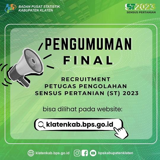 Pengumuman Seleksi Akhir Pengolahan ST2023