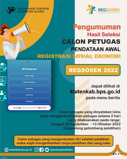 Hasil Seleksi Calon Petugas Pendataan Awal REGSOSEK 2022