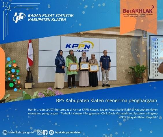 BPS Kabupaten Klaten menerima penghargaan dari KPPN Klaten